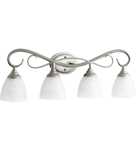 Quorum 5108-4-64 Powell 4 Light 32 inch Classic Nickel Vanity Light Wall Light - LightingWellCo