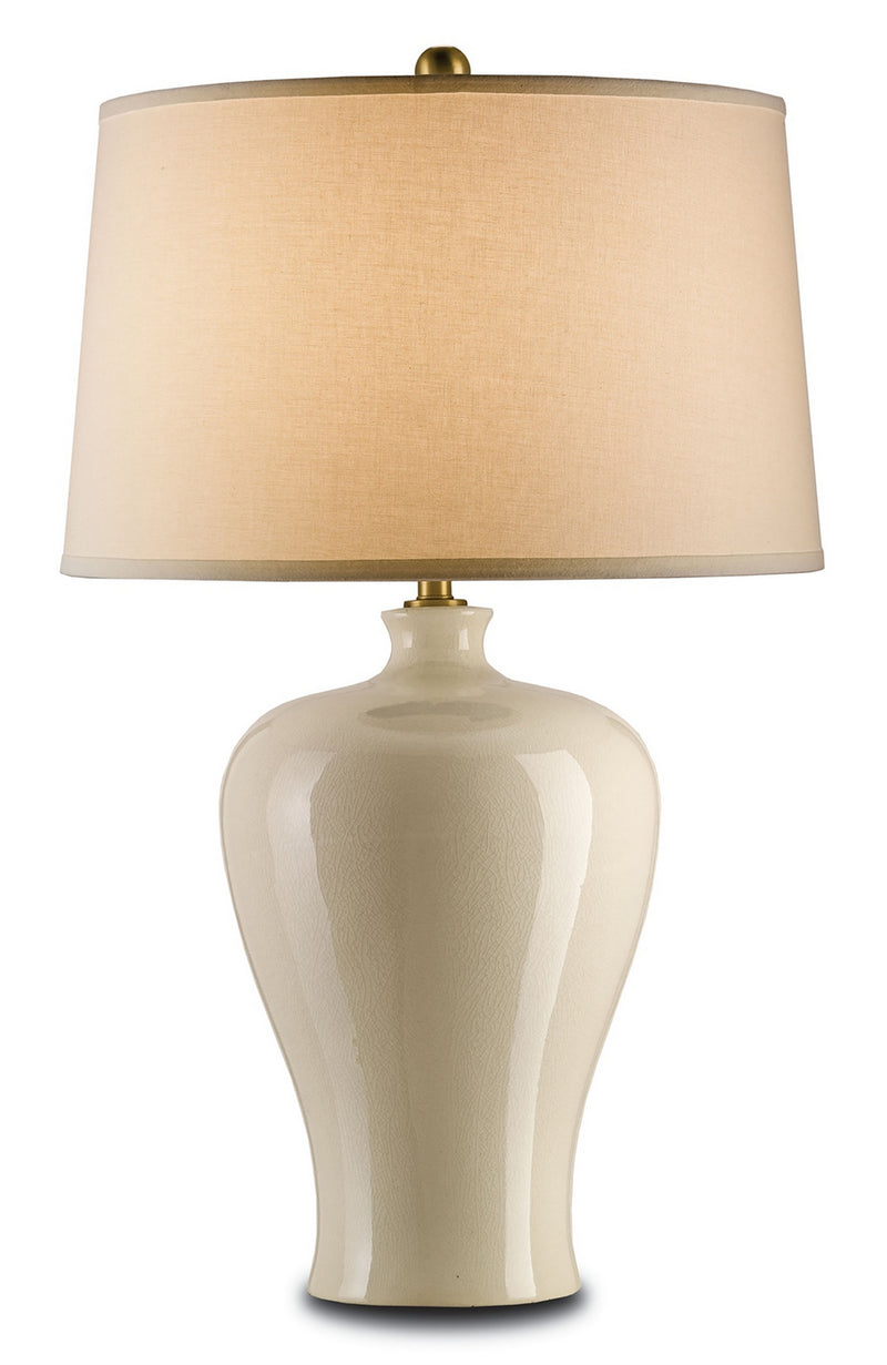 Currey and Company 6822 One Light Table Lamp, Cream Crackle Finish-LightingWellCo
