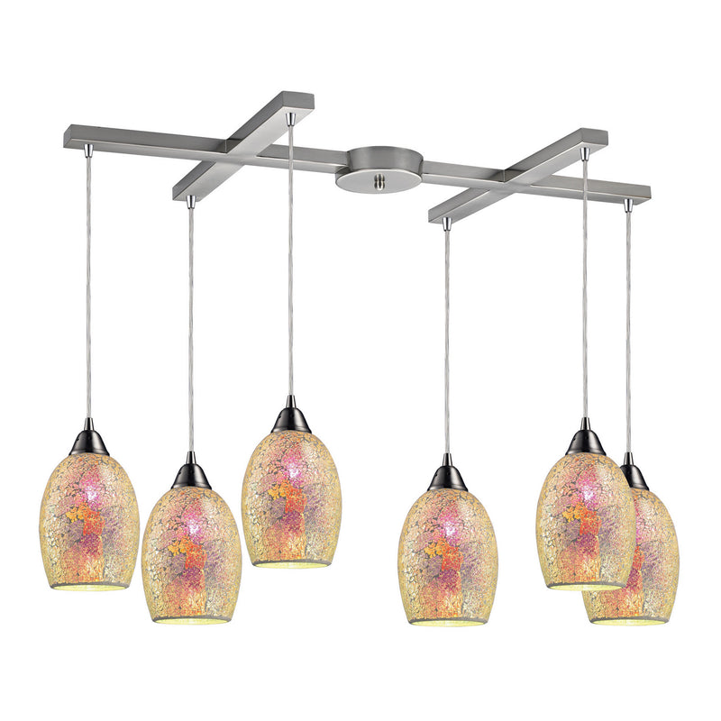 ELK Home 73041-6 Six Light Pendant, Satin Nickel Finish-LightingWellCo