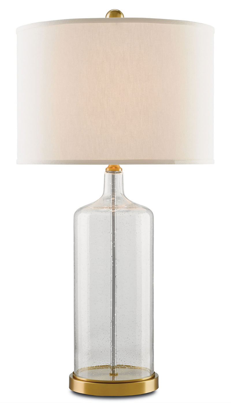 Currey and Company 6510 One Light Table Lamp, Clear Seeded Glass/Brass Finish-LightingWellCo