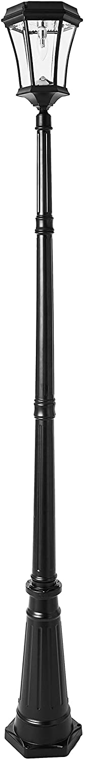 Gama Sonic GS-94B-S Victorian Bulb Solar Lamp Post  - Single Lamp - Black - LightingWellCo