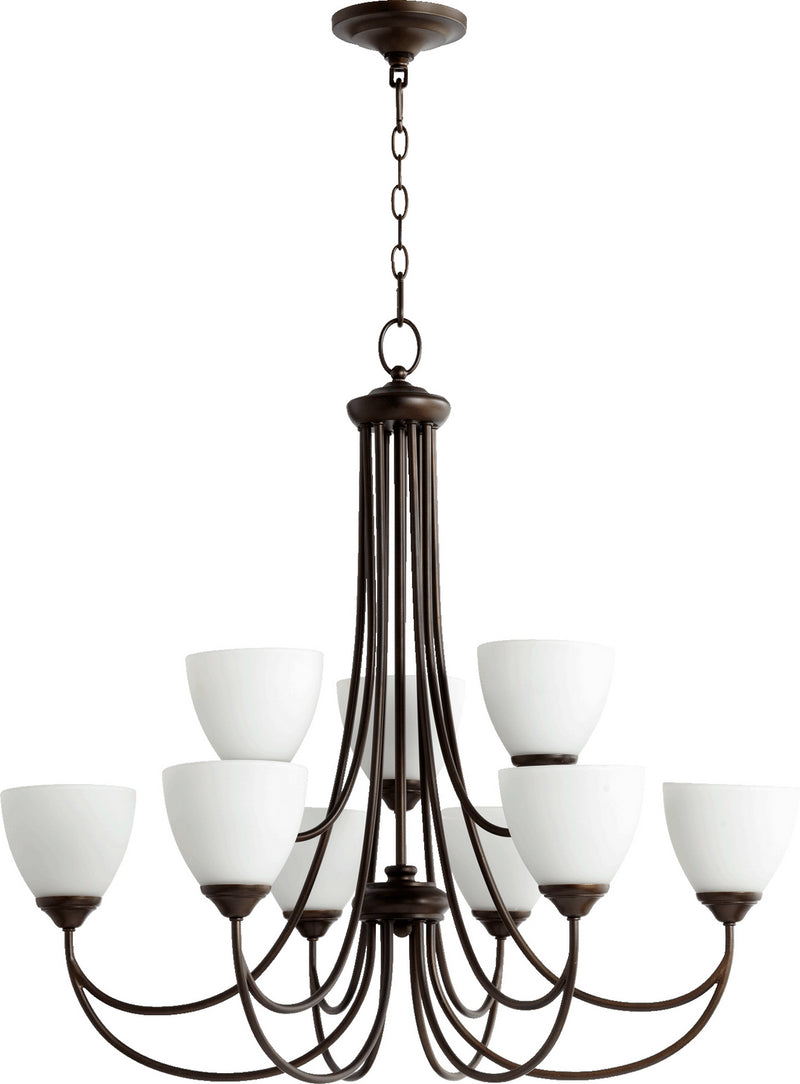Quorum 6050-9-86 Nine Light Chandelier, Oiled Bronze Finish - LightingWellCo