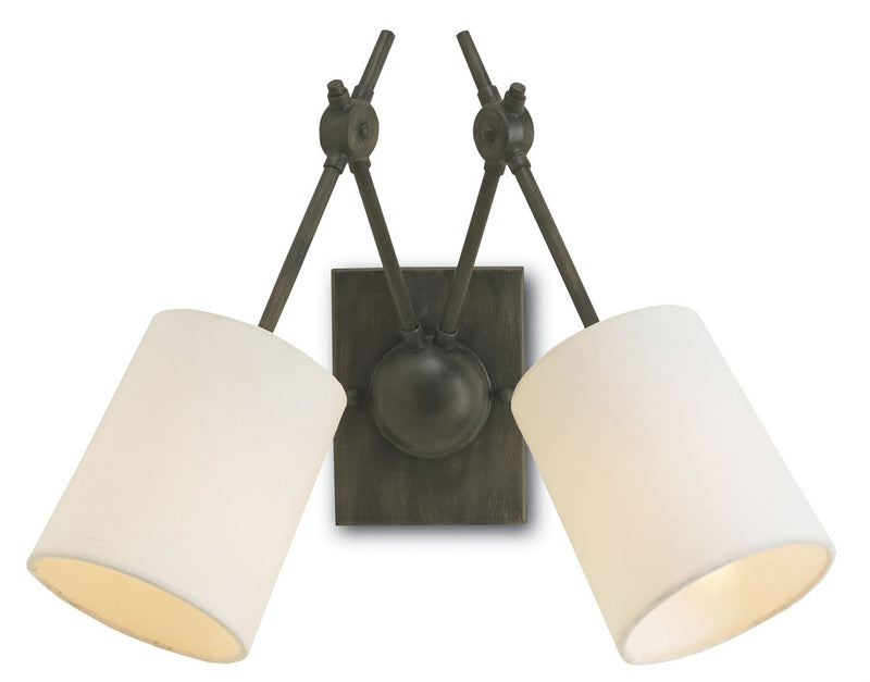 Currey and Company 5150 Two Light Wall Sconce, Black Iron Finish-LightingWellCo