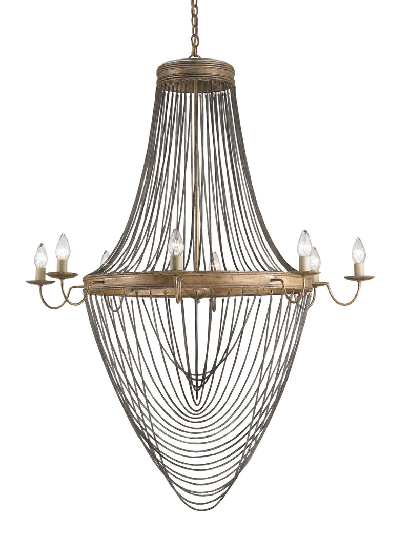 Currey and Company 9412 Eight Light Chandelier, French Gold Leaf/Iron Finish-LightingWellCo