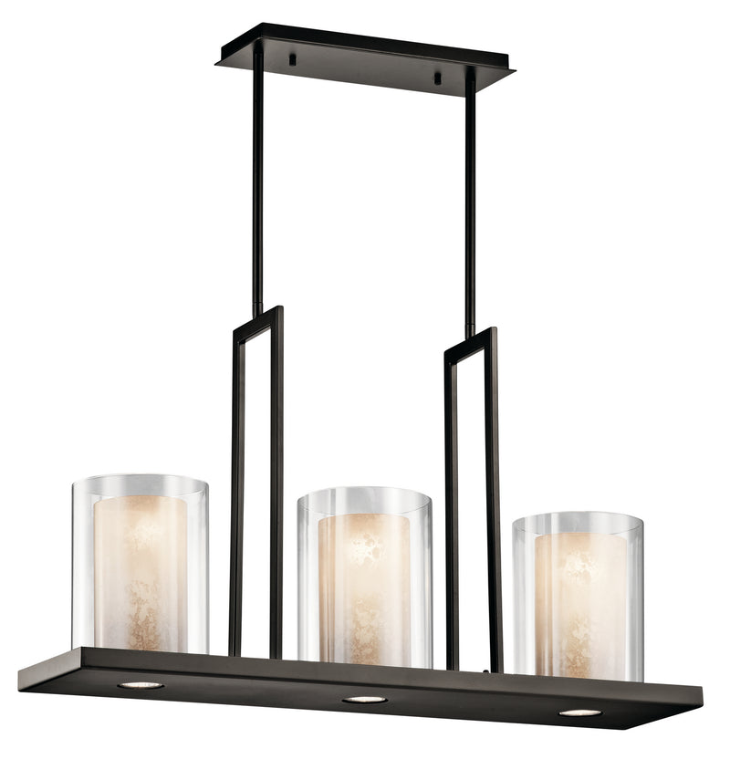 Kichler 42547OZ Three Light Linear Chandelier, Olde Bronze Finish - LightingWellCo