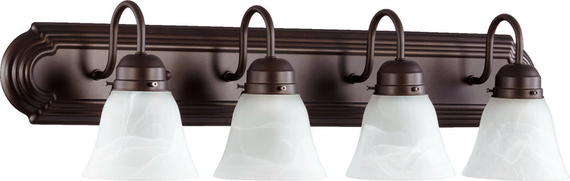 Quorum 5094-4-186 Four Light Vanity, Oiled Bronze w/ Faux Alabaster Finish - LightingWellCo