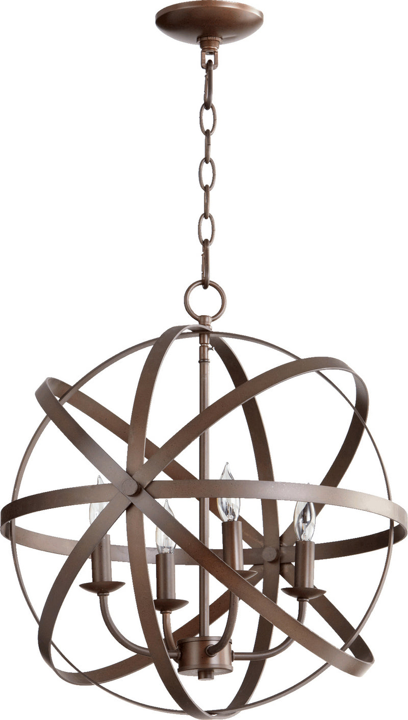 Quorum 6009-4-86 Four Light Chandelier, Oiled Bronze Finish - LightingWellCo