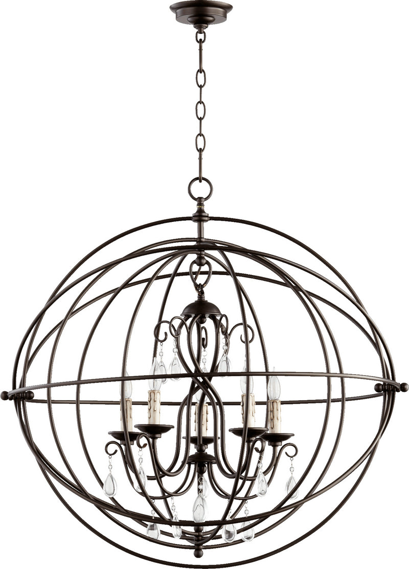 Quorum 6716-5-86 Five Light Chandelier, Oiled Bronze Finish - LightingWellCo