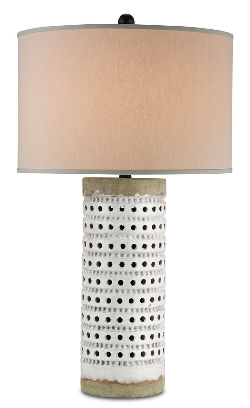 Currey and Company 6002 One Light Table Lamp, Antique White Crackle/Satin Black Finish-LightingWellCo