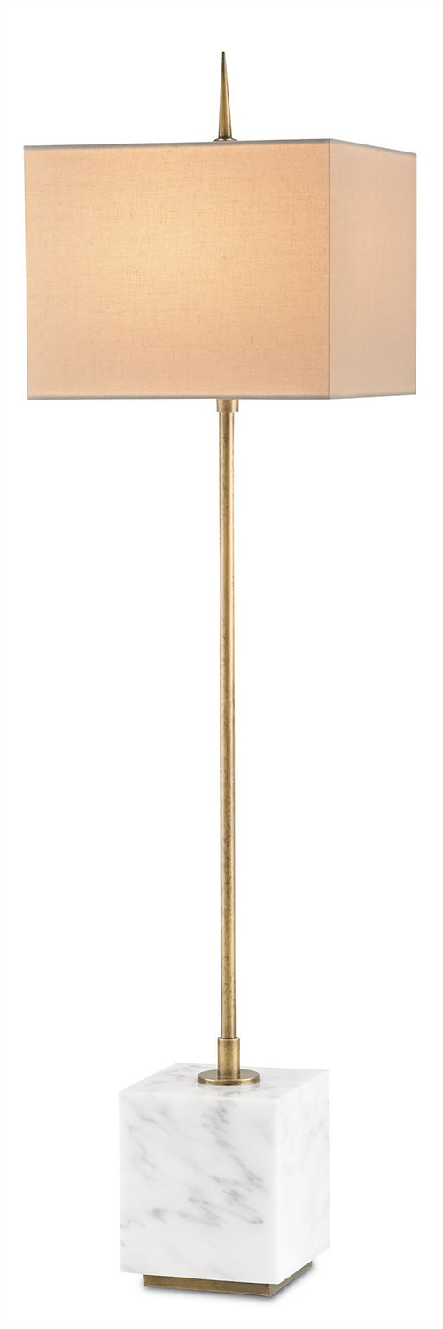 Currey and Company 6975 One Light Table Lamp, Brass/White Finish-LightingWellCo