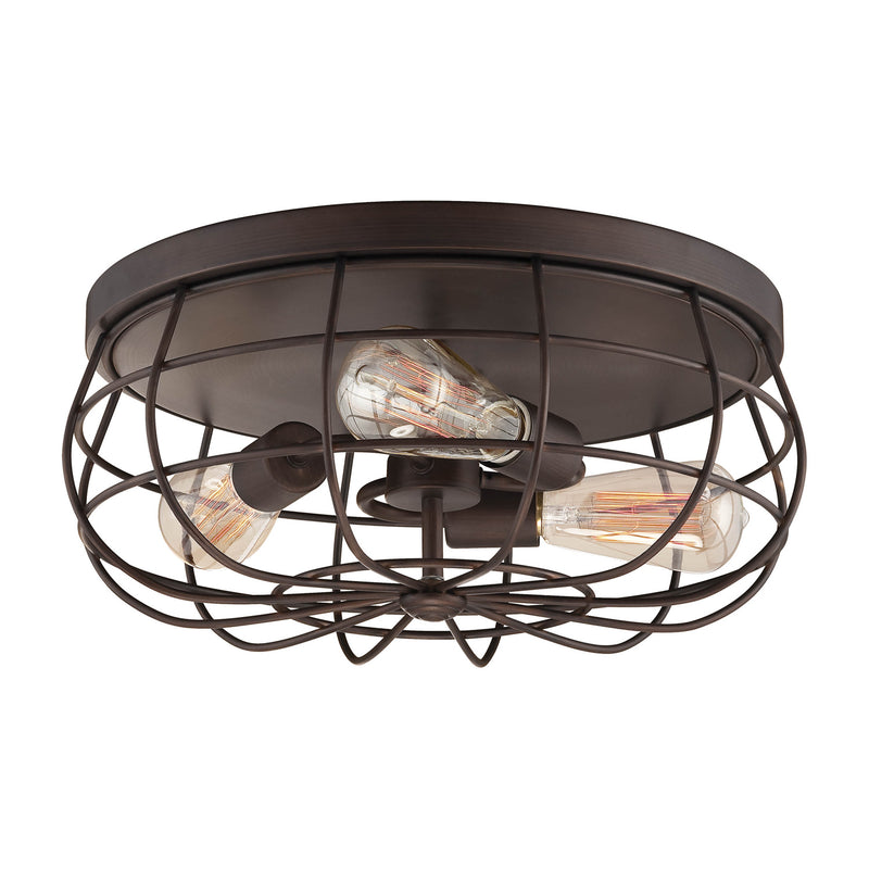 Millennium 5323-RBZ Three Light Flushmount, Rubbed Bronze Finish - LightingWellCo