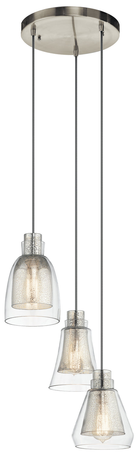 Kichler 43627NI Three Light Pendant, Brushed Nickel Finish - LightingWellCo