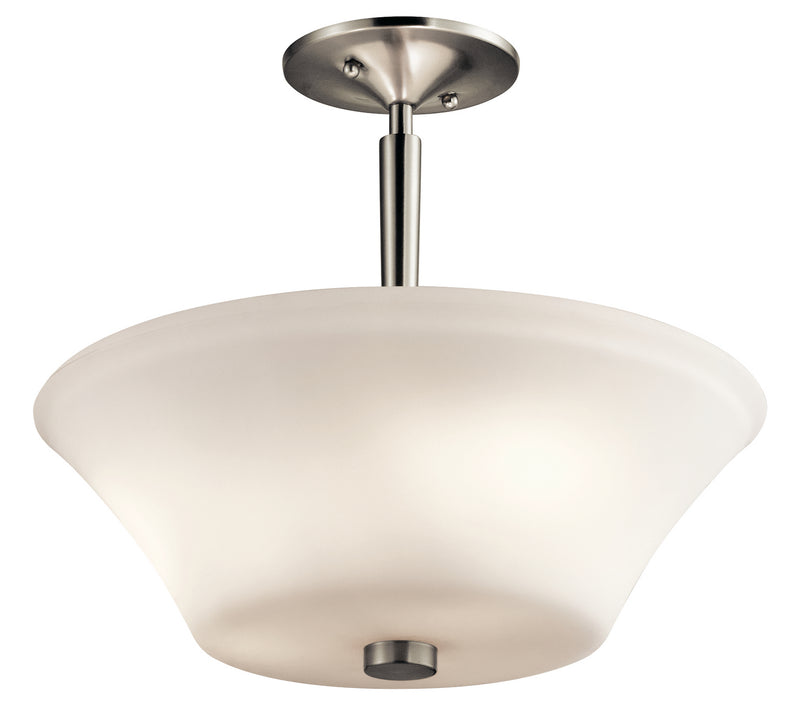 Kichler 43669NI Three Light Semi Flush Mount, Brushed Nickel Finish - LightingWellCo