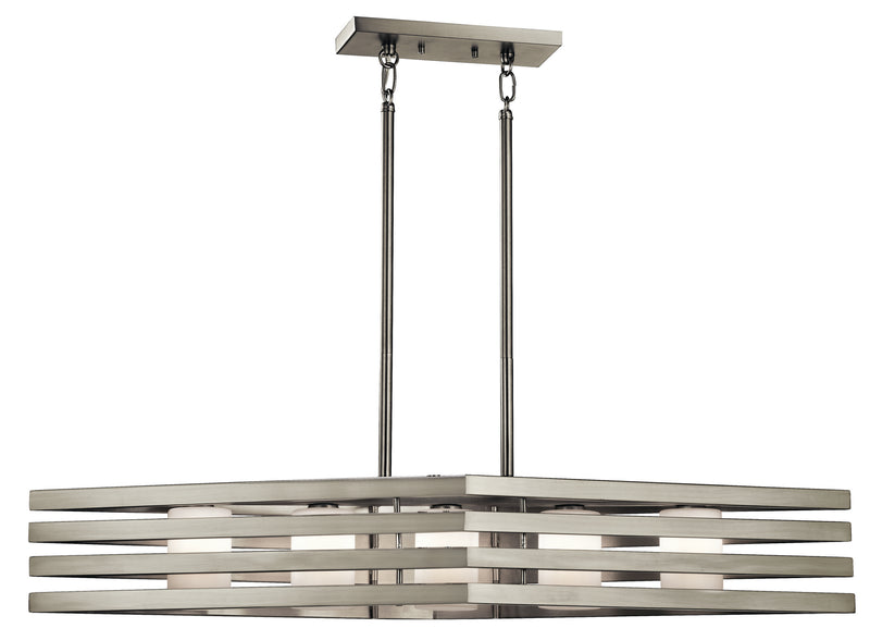 Kichler 43687NI Five Light Linear Chandelier, Brushed Nickel Finish - LightingWellCo