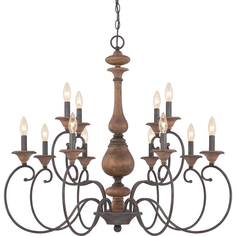 Quoizel ABN5012RK 12 Light Chandelier, Rustic Black Finish - LightingWellCo