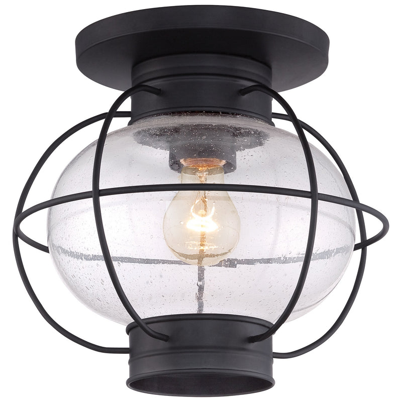 Quoizel COR1611K One Light Outdoor Flush Mount, Mystic Black Finish - LightingWellCo