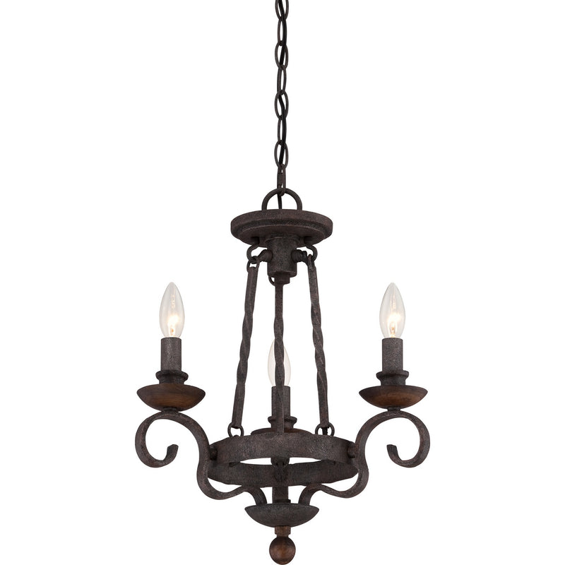 Quoizel NBE5303RK Three Light Chandelier, Rustic Black Finish - LightingWellCo