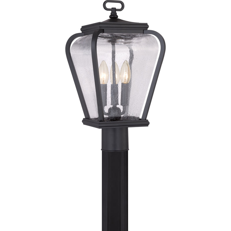 Quoizel PRV9009K Three Light Outdoor Post Lantern, Mystic Black Finish - LightingWellCo