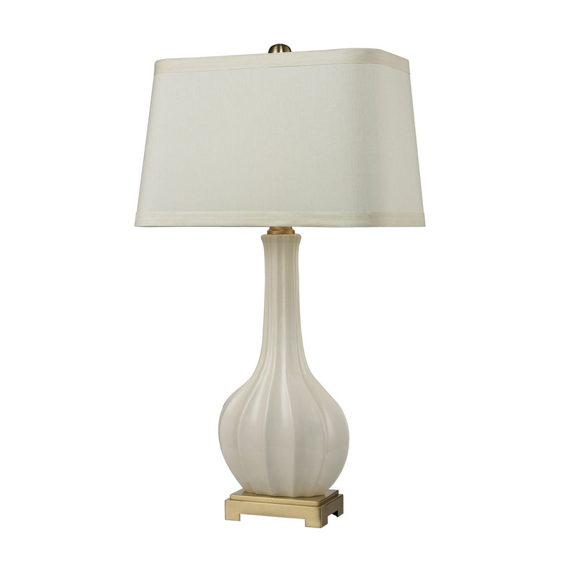 ELK Home D2596 One Light Table Lamp, Brass, White, White Finish - At LightingWellCo
