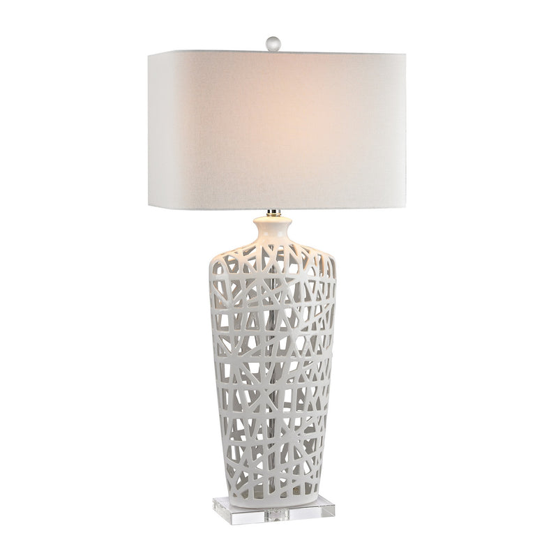 ELK Home D2637 One Light Table Lamp, Crystal, Gloss White, Gloss White Finish - At LightingWellCo