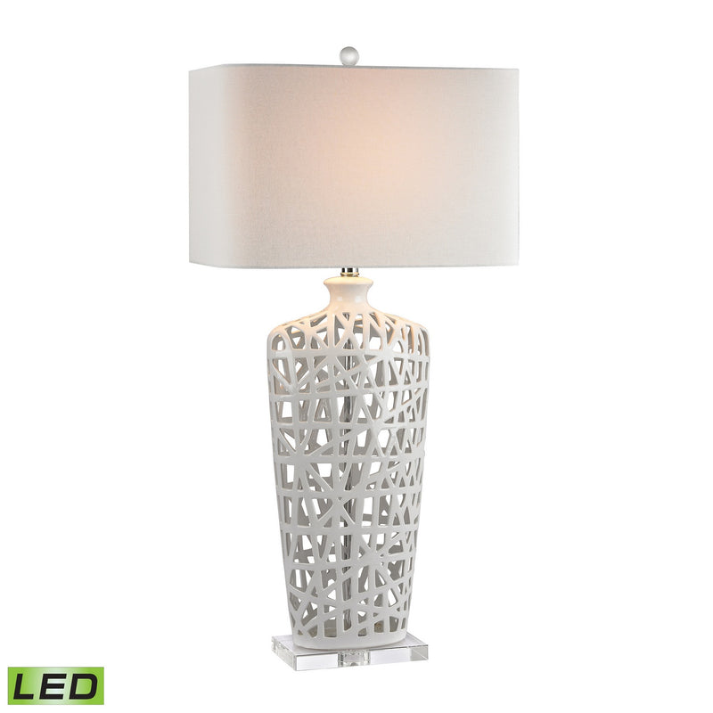 ELK Home D2637-LED LED Table Lamp, Crystal, Gloss White, Gloss White Finish - At LightingWellCo