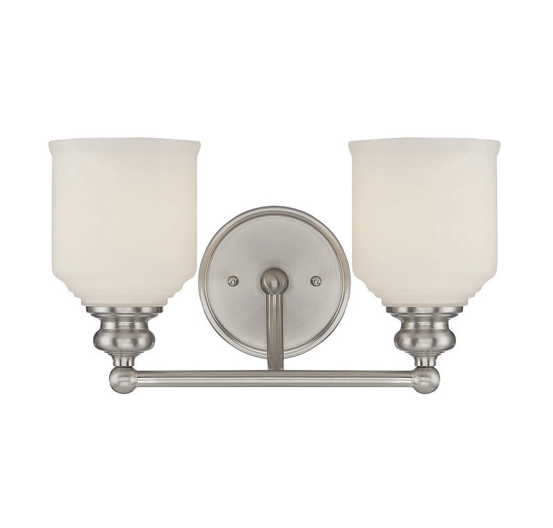 Savoy House Melrose 8-6836-2-SN Two Light Bath Bar, Satin Nickel Finish - LightingWellCo