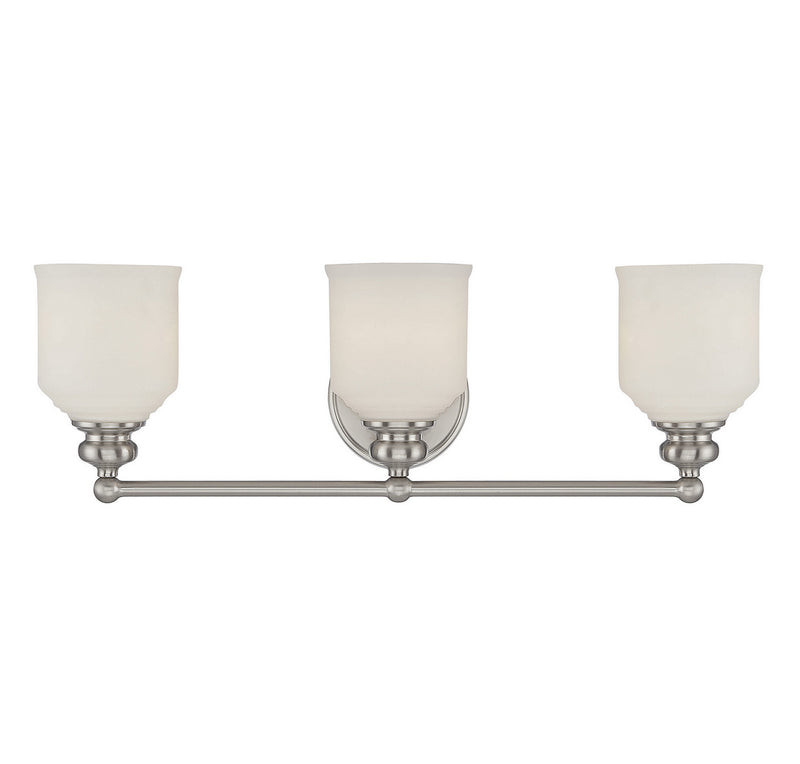 Savoy House Melrose 8-6836-3-SN Three Light Bath Bar, Satin Nickel Finish - LightingWellCo