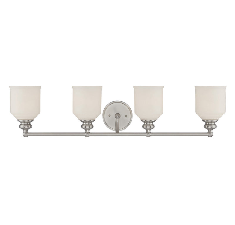 Savoy House Melrose 8-6836-4-SN Four Light Bath Bar, Satin Nickel Finish - LightingWellCo