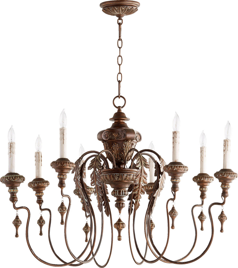 Quorum 6006-8-39 Eight Light Chandelier, Vintage Copper Finish - LightingWellCo