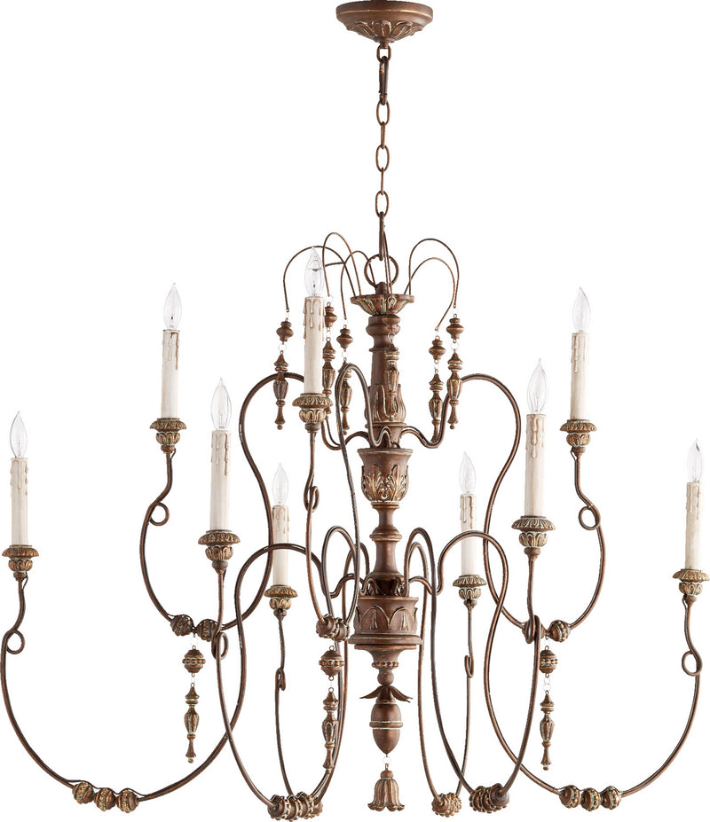Quorum 6206-9-39 Nine Light Chandelier, Vintage Copper Finish - LightingWellCo
