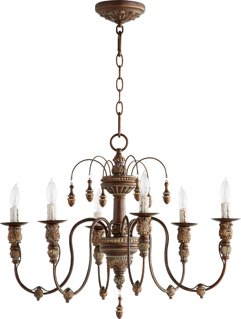 Quorum 6316-6-39 Six Light Chandelier, Vintage Copper Finish - LightingWellCo