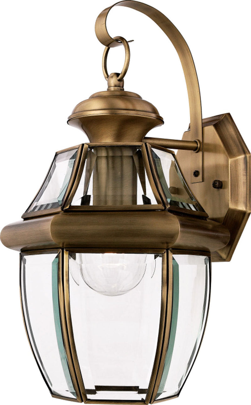 Quoizel NY8316A One Light Outdoor Wall Lantern, Antique Brass Finish - LightingWellCo