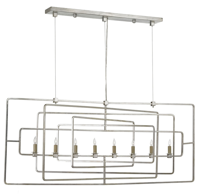 Currey and Company 9836 Eight Light Chandelier, Contemporary Silver Leaf Finish-LightingWellCo
