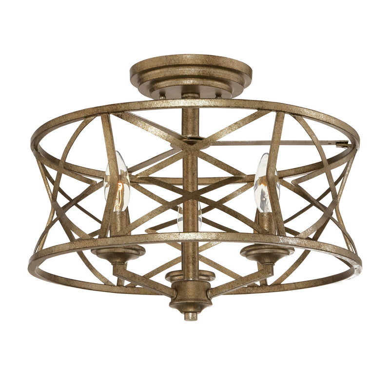 Millennium 2173-VG Three Light Semi-Flush Mount, Vintage Gold Finish - LightingWellCo