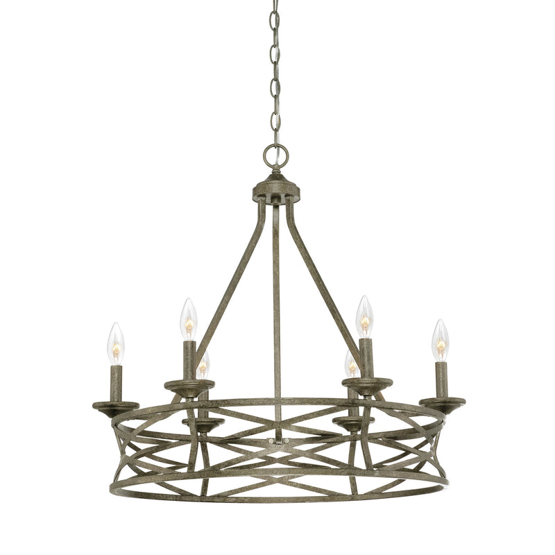 Millennium 2176-AS Six Light Chandelier, Antique Silver Finish - LightingWellCo