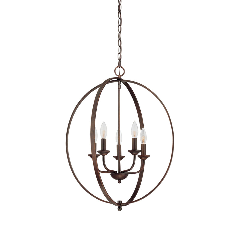 Millennium 3035-RBZ Five Light Pendant, Rubbed Bronze Finish - LightingWellCo