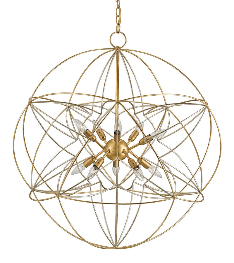 Currey and Company 9840 Ten Light Chandelier, Contemporary Gold Leaf/Contemporary Silver Leaf Finish-LightingWellCo