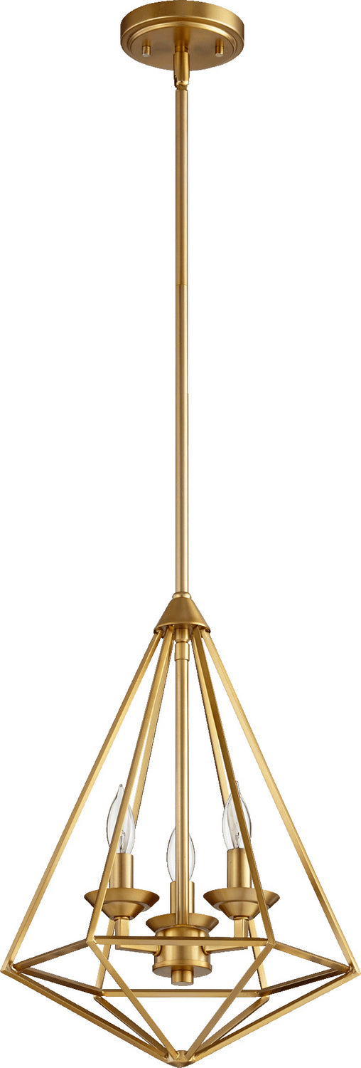 Quorum 8311-3-80 Three Light Pendant, Aged Brass Finish - LightingWellCo