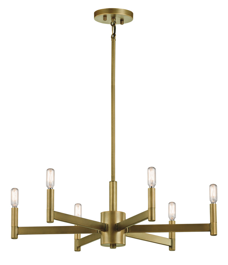 Kichler 43859NBR Six Light Chandelier, Natural Brass Finish - LightingWellCo