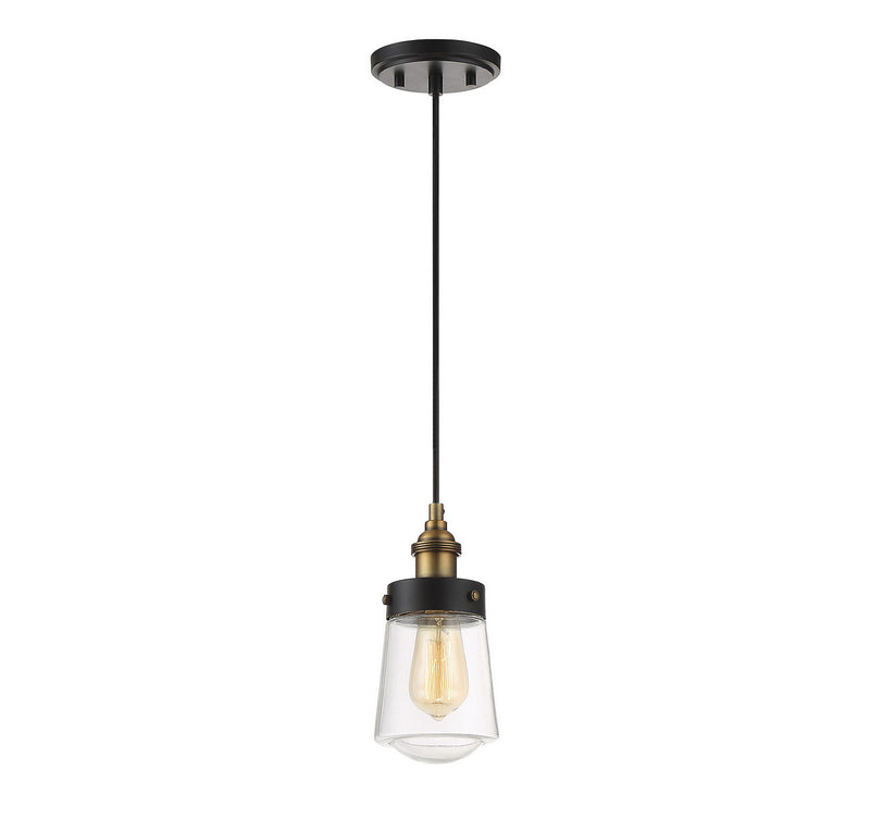 Savoy House Macauley 7-2064-1-51 One Light Mini Pendant, Vintage Black with Warm Brass Finish - LightingWellCo