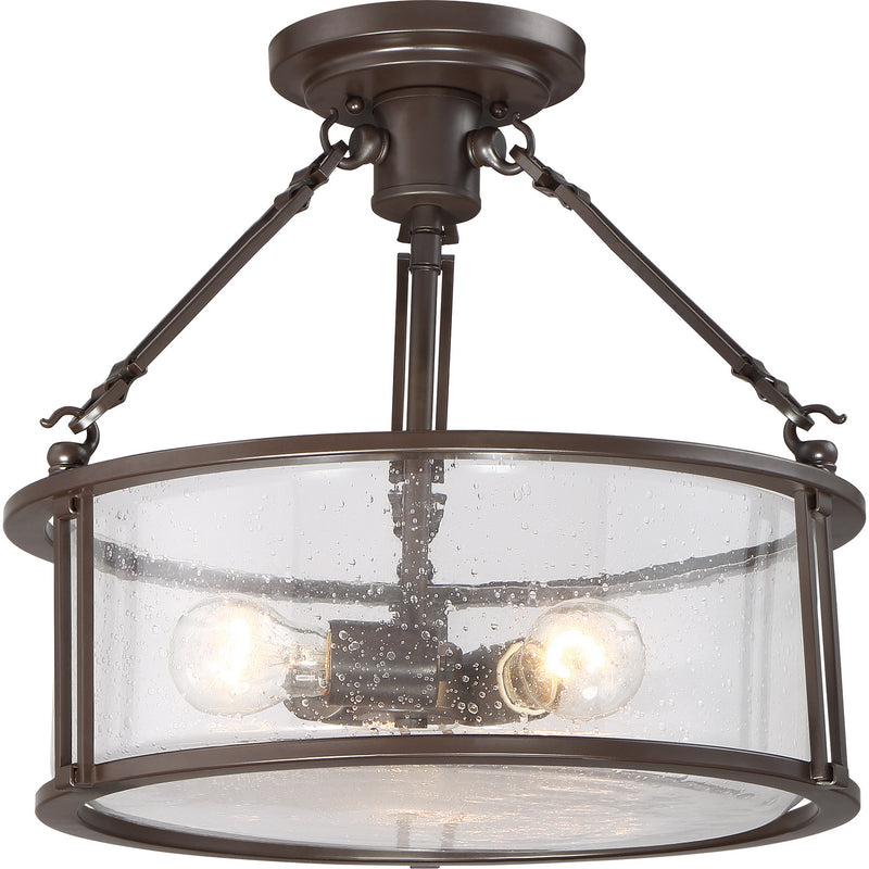 Quoizel BCN1716WT Three Light Semi-Flush Mount, Western Bronze Finish - LightingWellCo