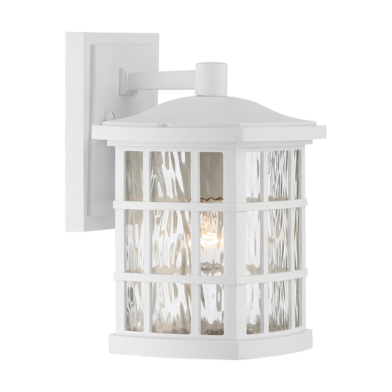 Quoizel SNN8406W One Light Outdoor Wall Lantern, White Lustre Finish - LightingWellCo