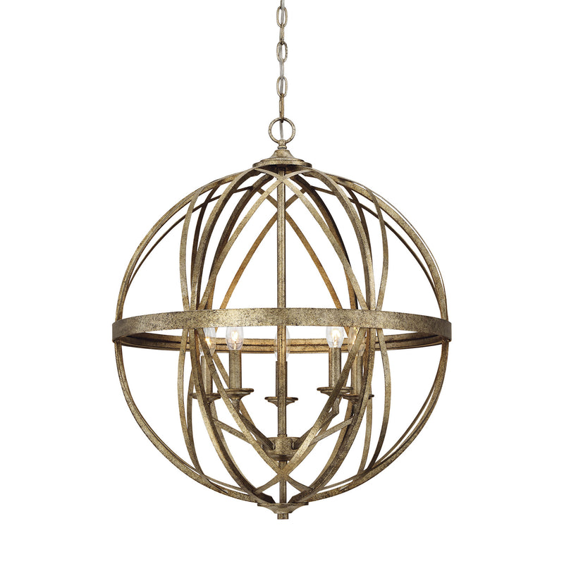 Millennium 2285-VG Five Light Pendant, Vintage Gold Finish - LightingWellCo