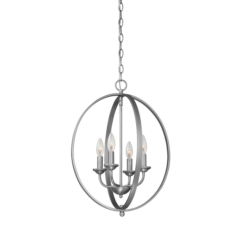 Millennium 3034-BPW Four Light Pendant, Brushed Pewter Finish - LightingWellCo