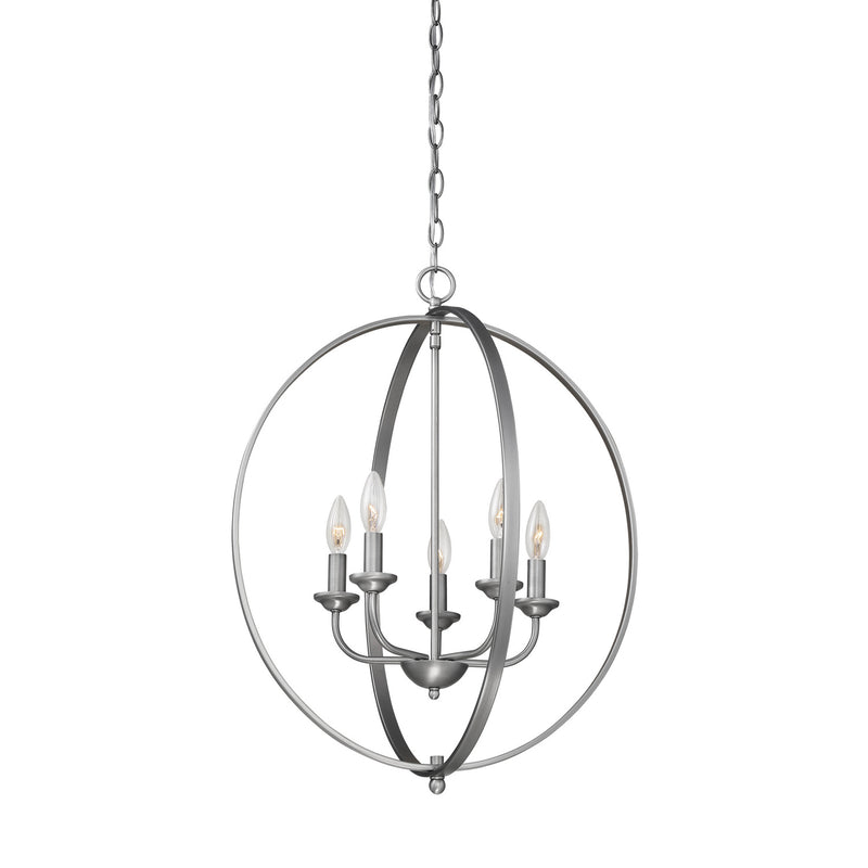 Millennium 3035-BPW Five Light Pendant, Brushed Pewter Finish - LightingWellCo