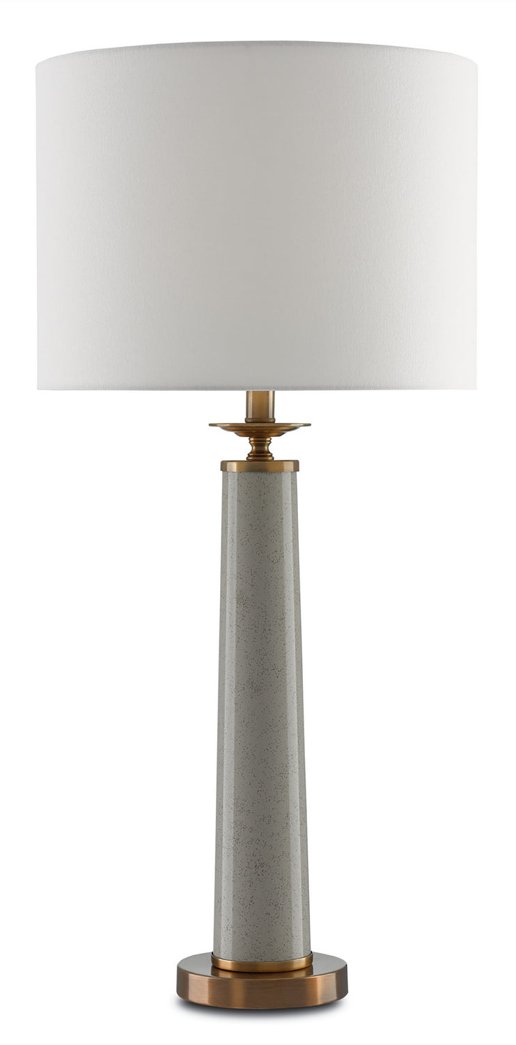 Currey and Company 6000-0032 One Light Table Lamp, Speckled Griffin Gray/Antique Brushed Brass Finish - LightingWellCo