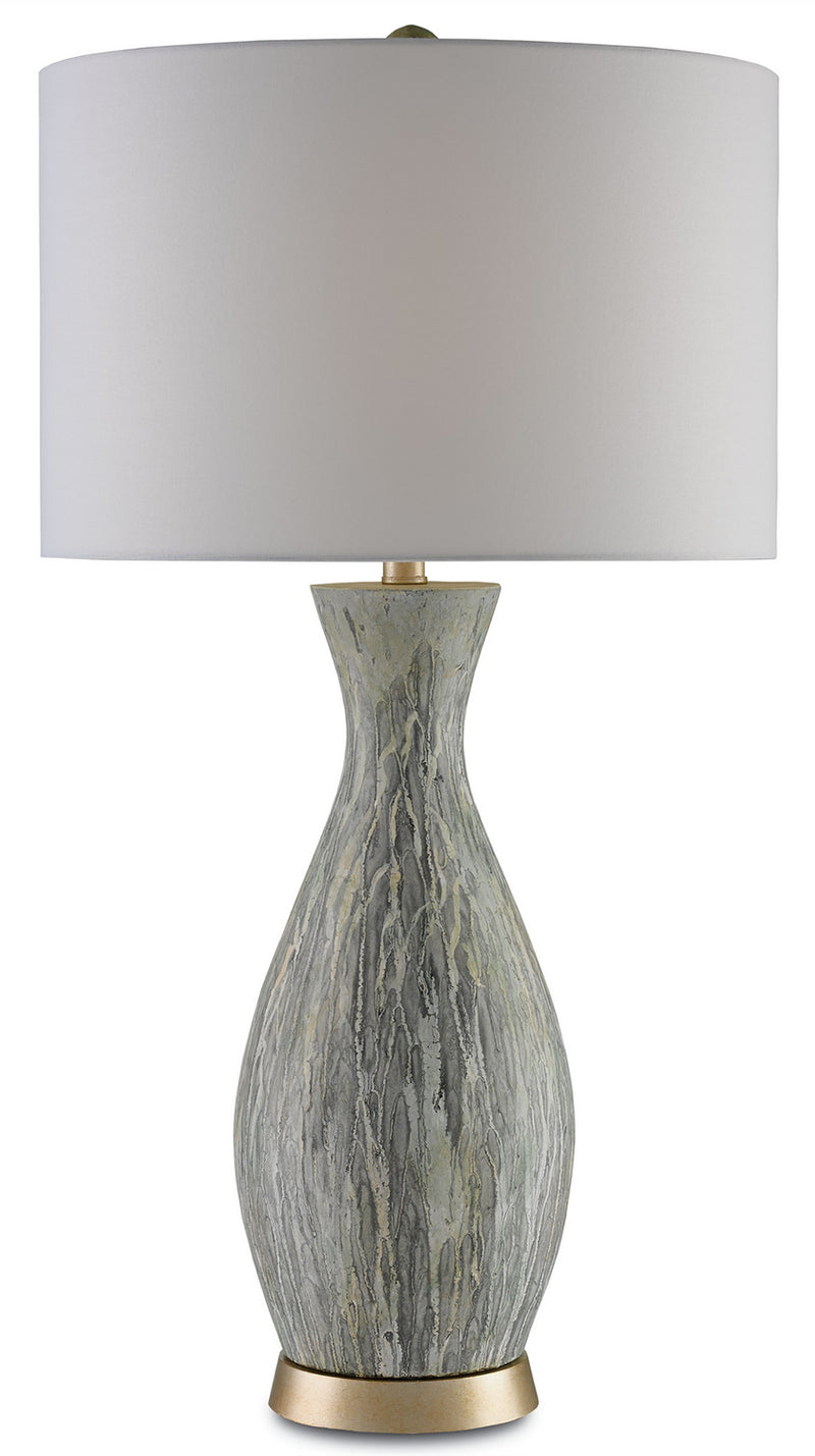 Currey and Company 6000-0049 One Light Table Lamp, Light Green/White/Silver Leaf Finish - LightingWellCo