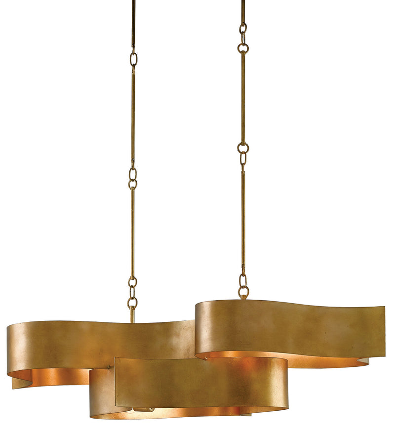 Currey and Company 9000-0046 Six Light Chandelier, Antique Gold Leaf Finish - LightingWellCo