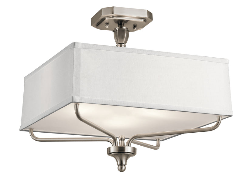 Kichler 43309CLP Three Light Semi Flush Mount, Classic Pewter Finish - LightingWellCo