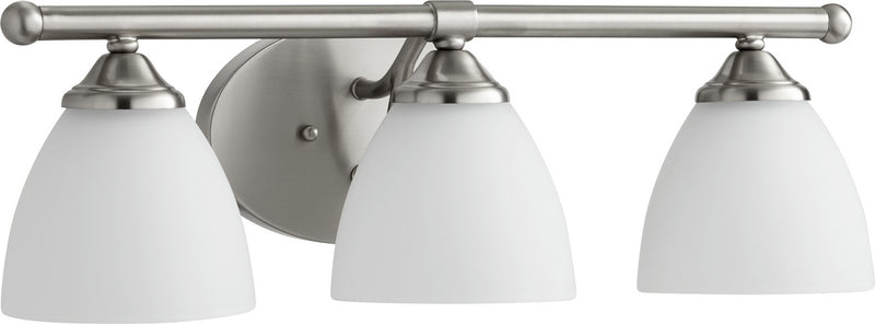 Quorum 5150-3-65 Three Light Vanity, Satin Nickel w/ Satin Opal Finish - LightingWellCo
